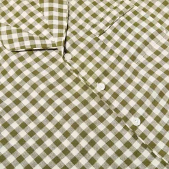 Men's Botanical Green Gingham Linen Pajama Shirt (Top Only)