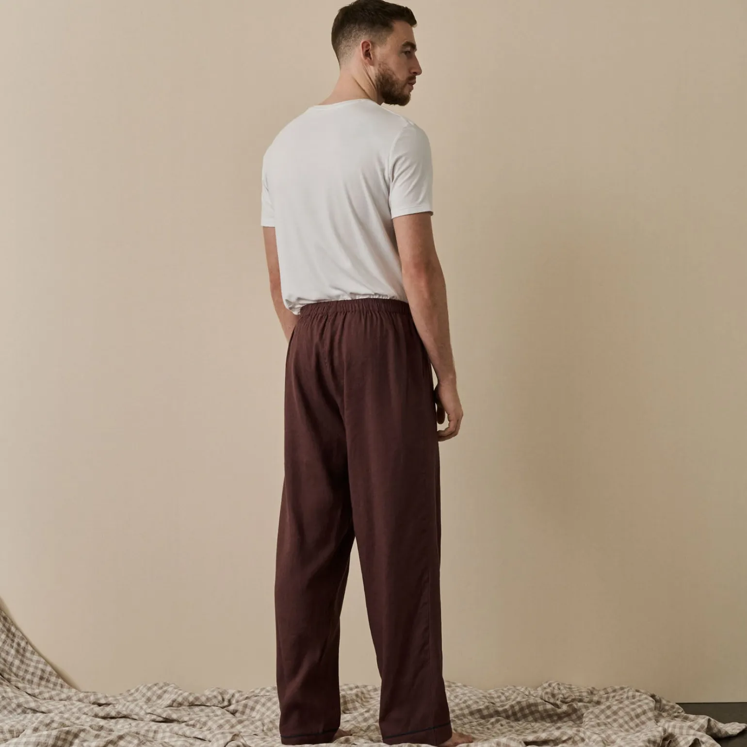 Men's Conker Brown Linen Pajama Pants
