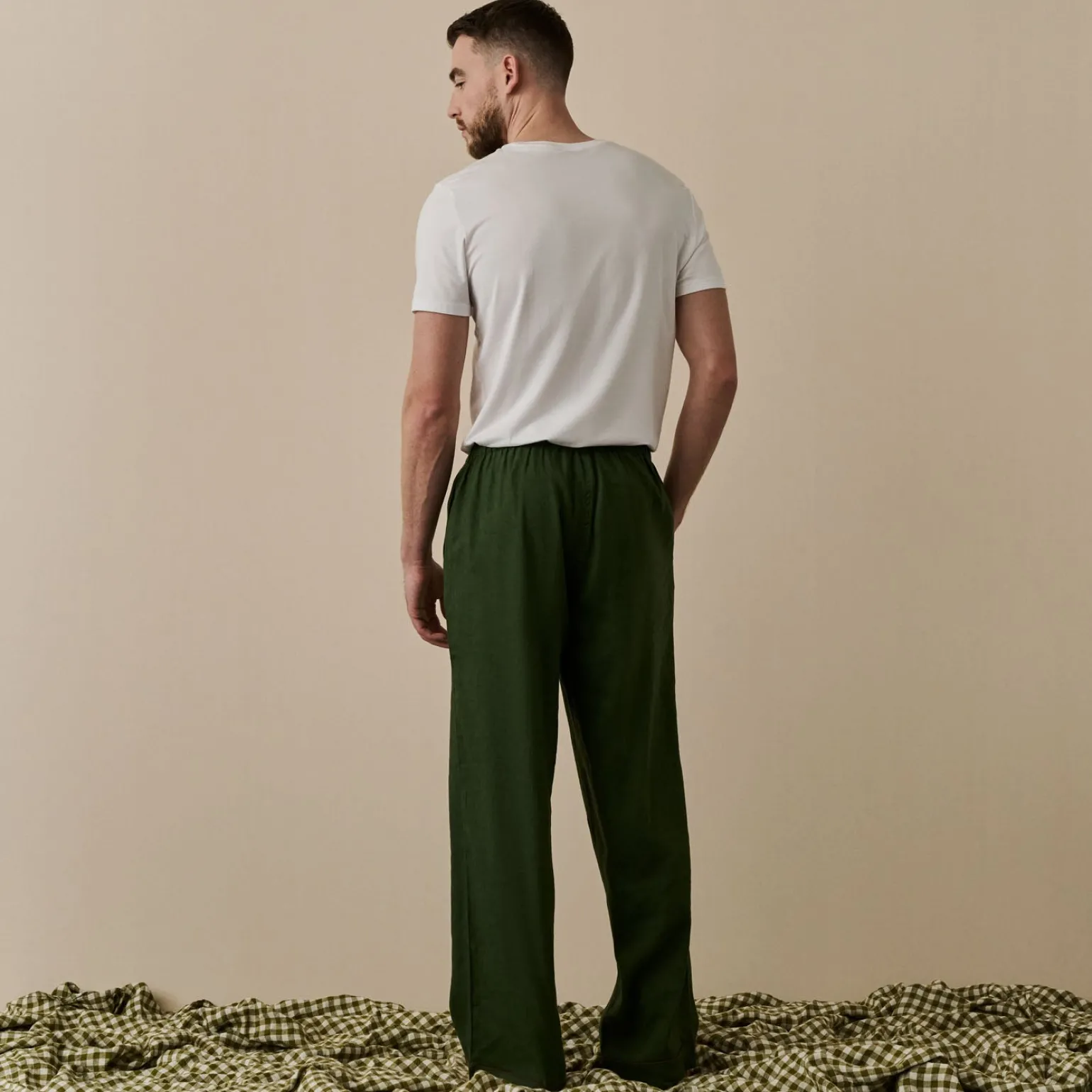 Men's Fern Green Linen Pajama Pants
