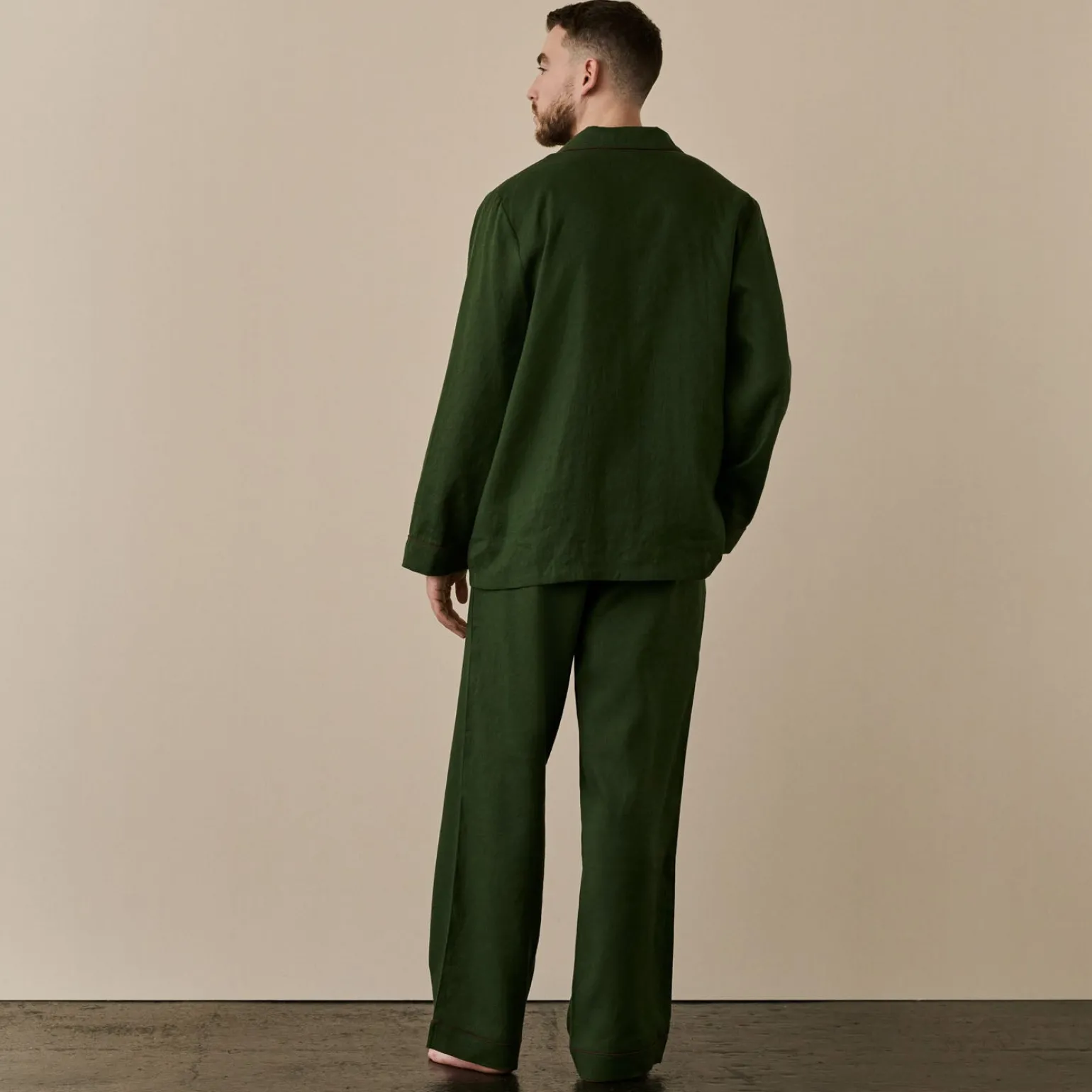 Men's Fern Green Linen Pajama Set