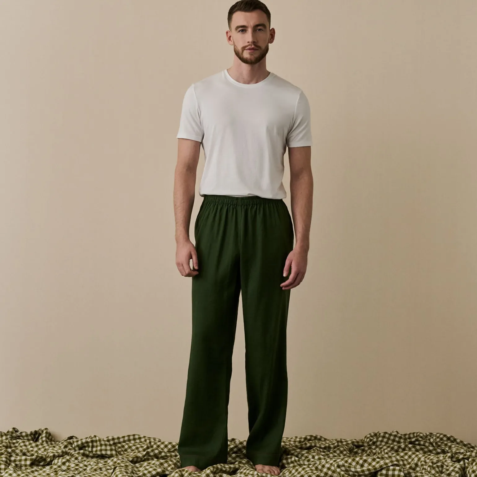 Men's Fern Green Linen Pajama Pants