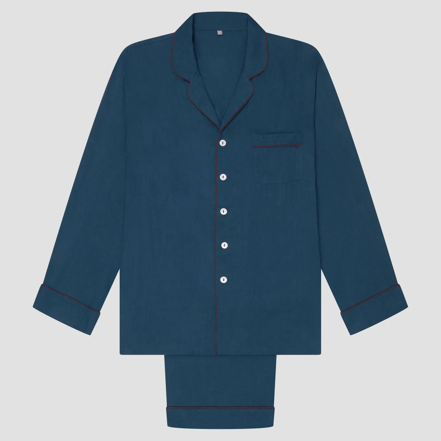 Men's Marine Blue Linen Pajama Set