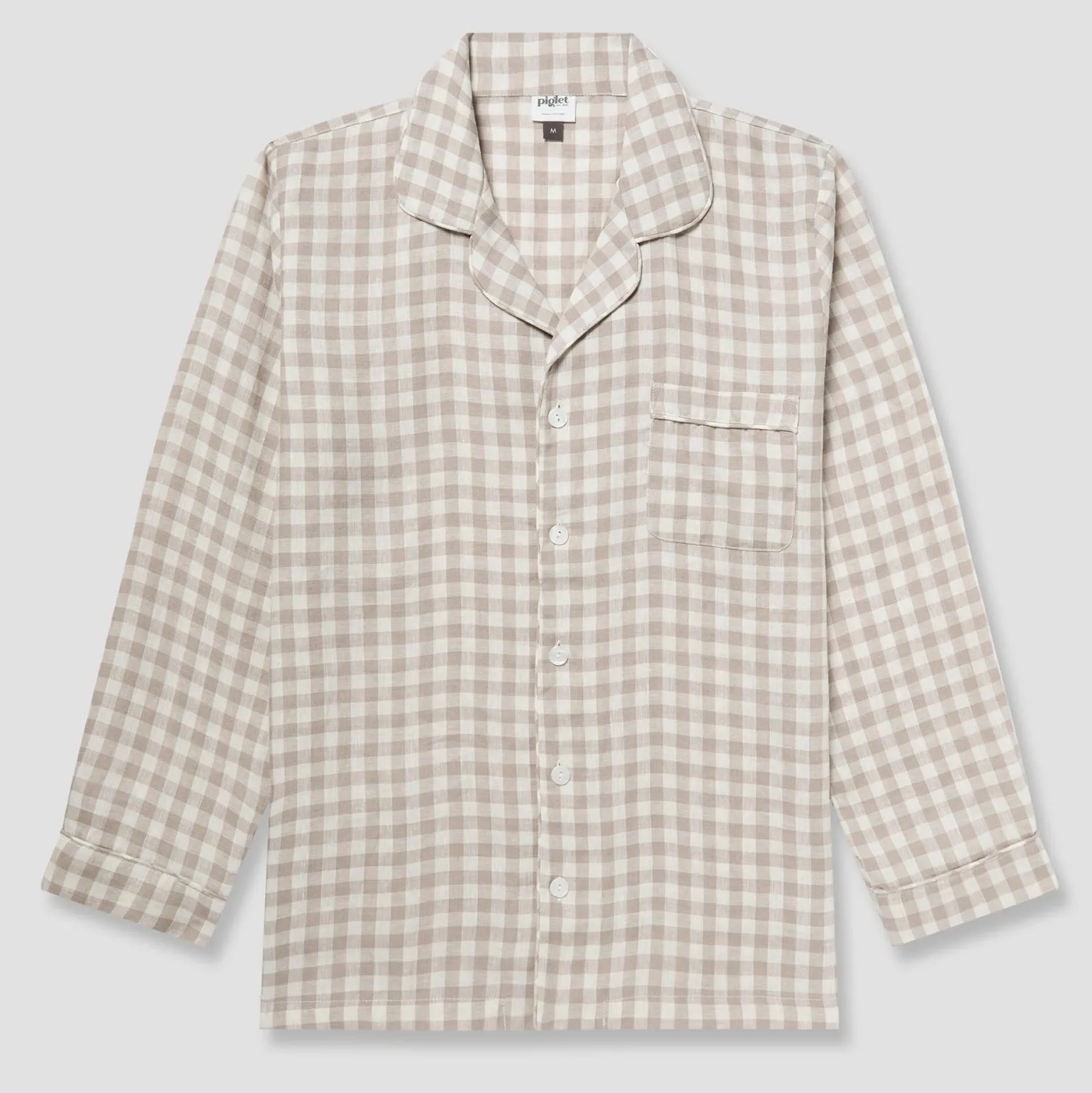 Men's Mushroom Gingham Pajama Shirt