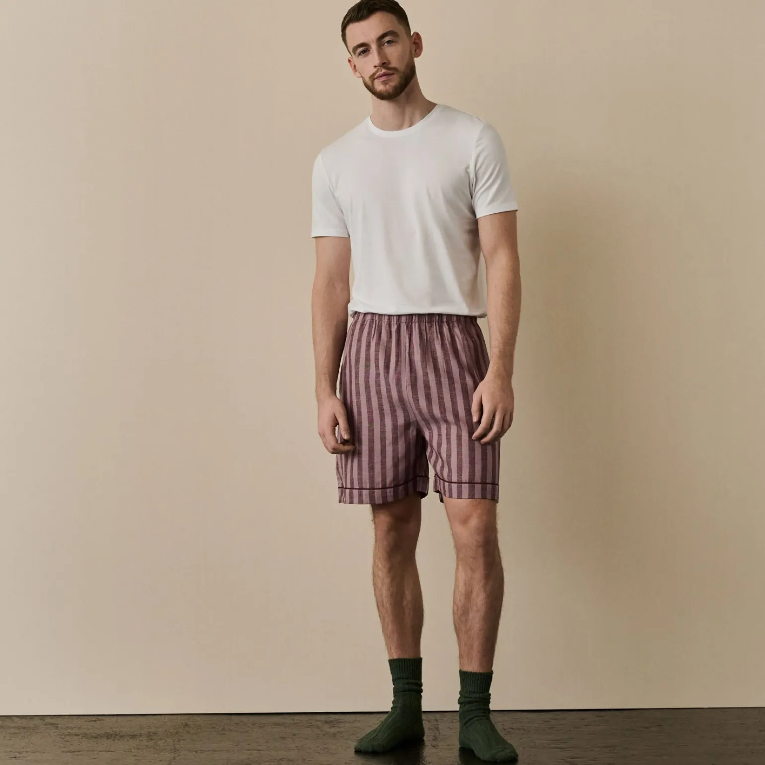 Men's Port & Woodrose Striped Linen Pajama Shorts