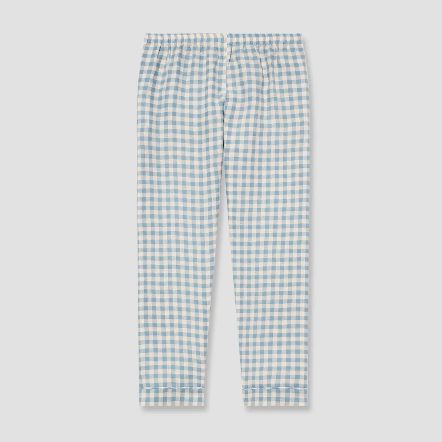 Men's Warm Blue Gingham Linen Pajama Pants