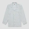Men's Warm Blue Gingham Linen Pajama Shirt
