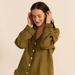 Moss Linen Pajama Shirt
