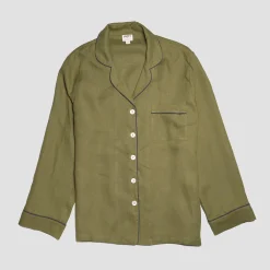 Moss Linen Pajama Shirt