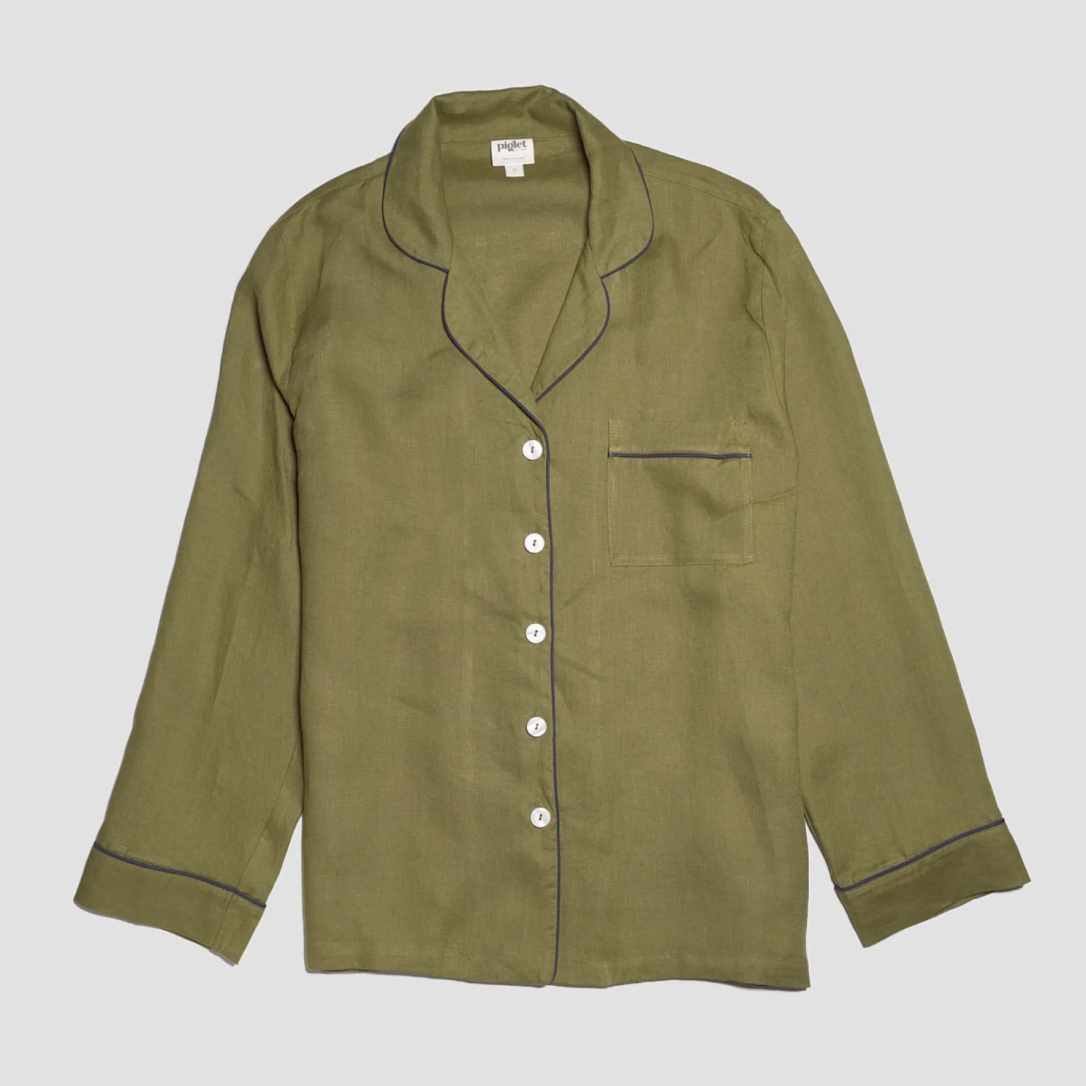 Moss Plain Linen Pajama Shorts Set