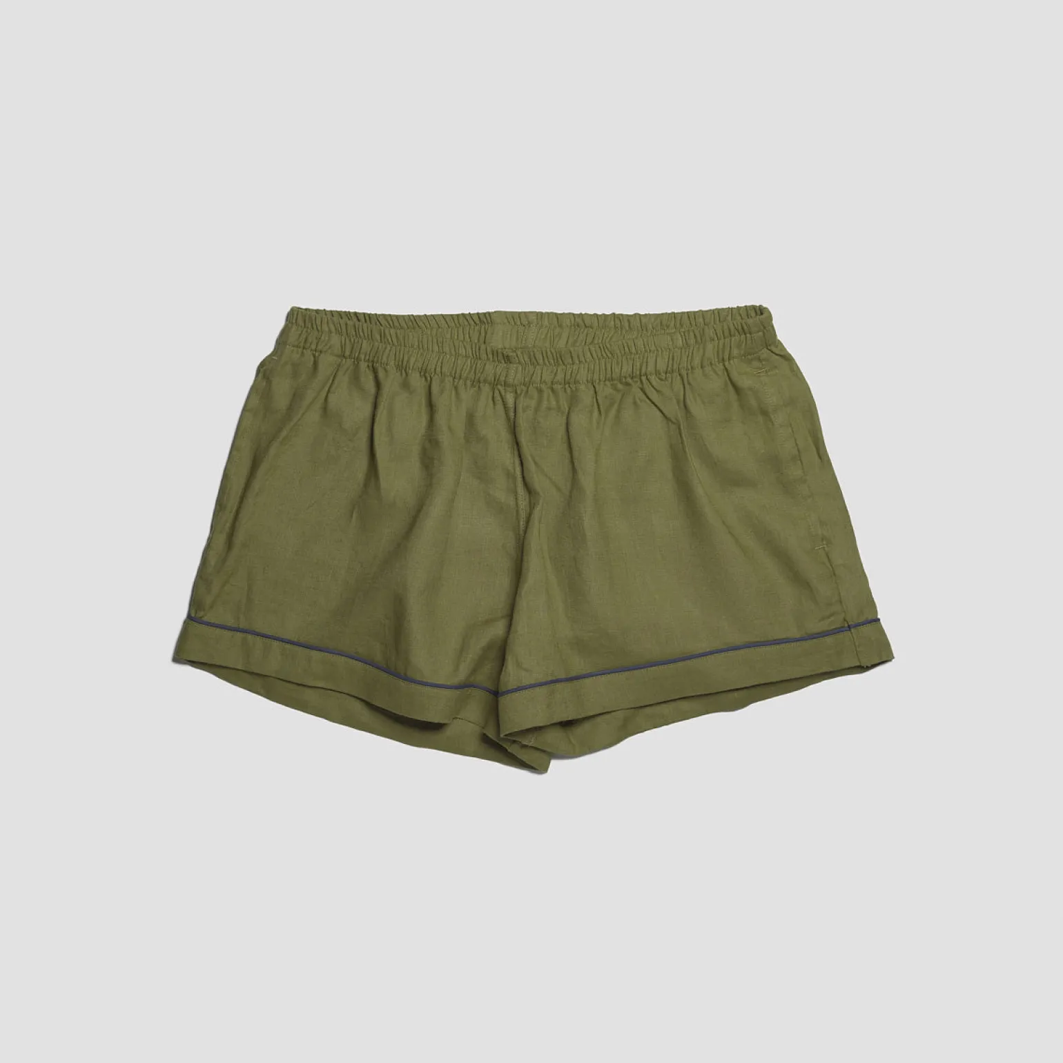 Moss Plain Linen Pajama Shorts Set