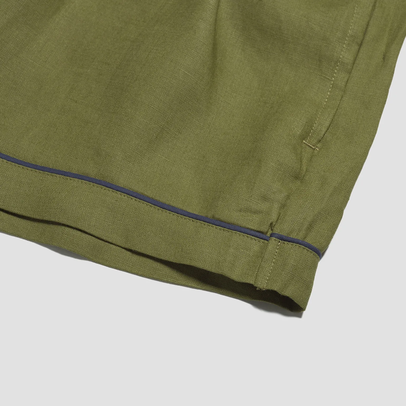 Moss Plain Linen Pajama Shorts Set