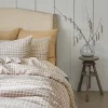 Mushroom Gingham 100% Linen Pillowcases (Pair)