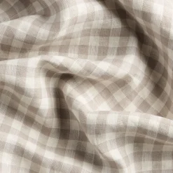 Mushroom Gingham Linen Blend Curtains (Pair)