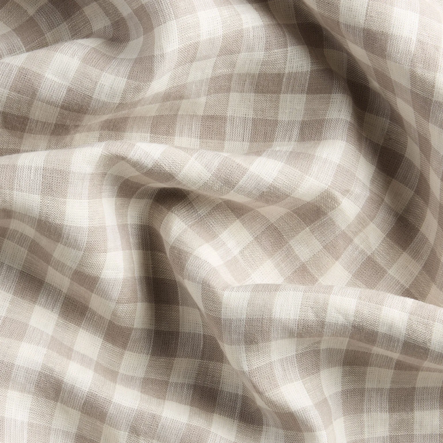 Mushroom Gingham Linen Blend Curtains (Pair)