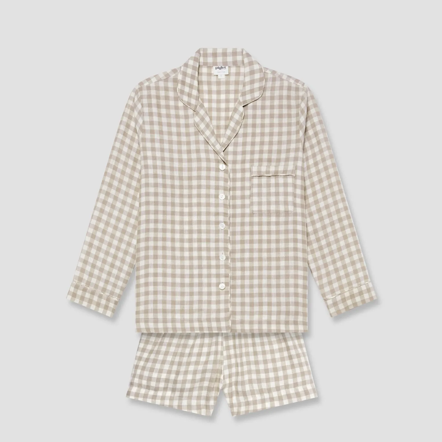 Mushroom Gingham Pajama Shorts Set