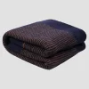Navy Striped Knitted Throw