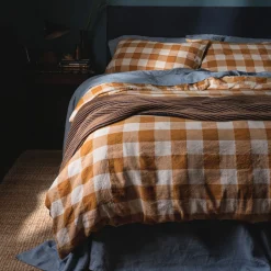 Navy Striped Knitted Throw