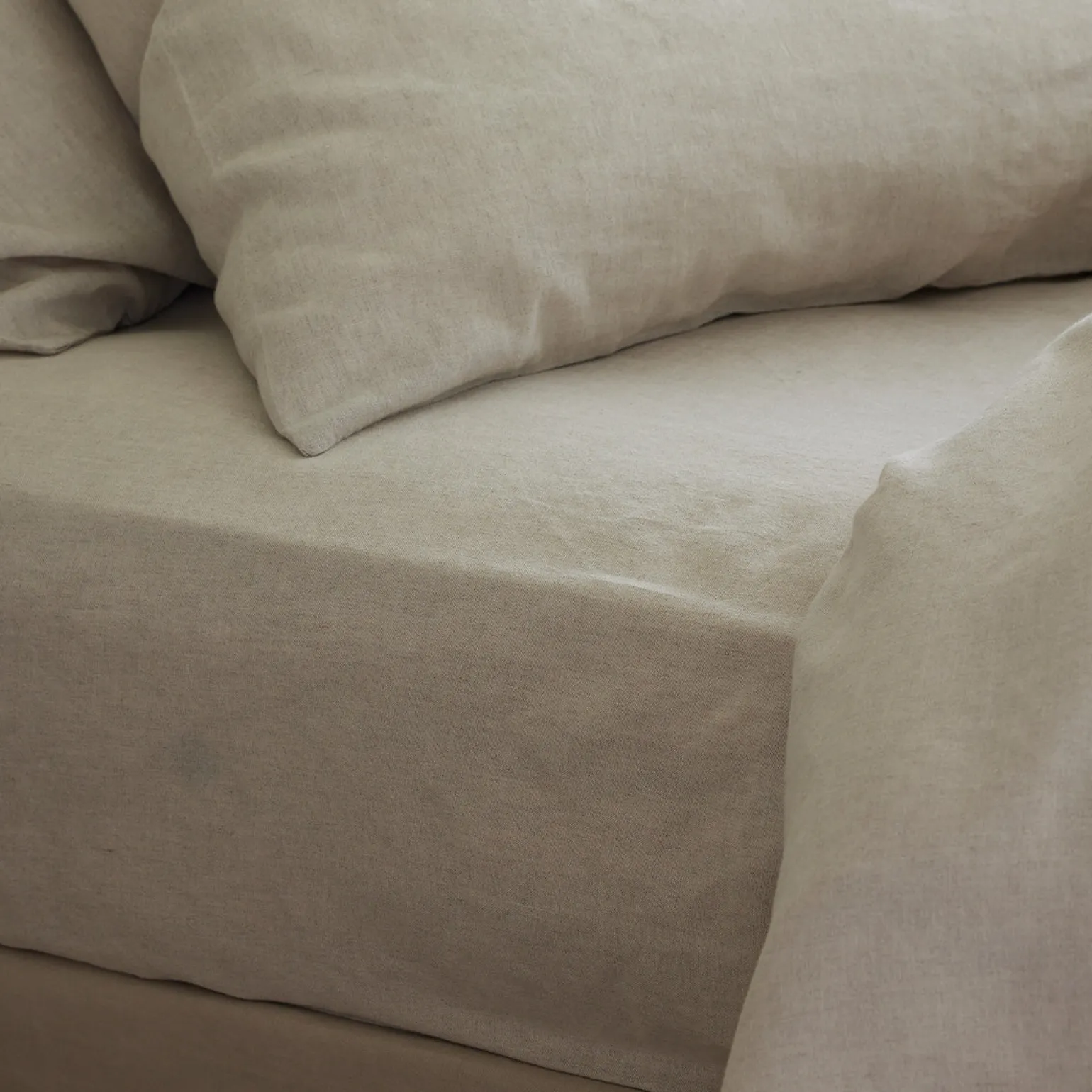 Oatmeal Linen Blend Fitted Sheet