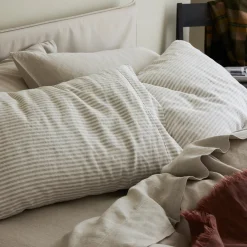 Oatmeal Stripe Linen Blend Pillowcase (Pair)