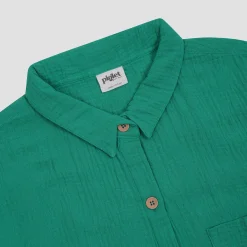 Ocean Green Cotton Gauze Women's Pajama Shorts Set