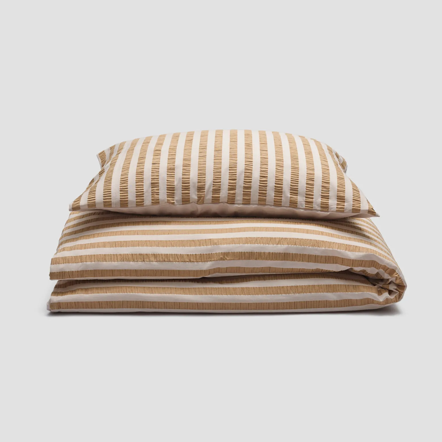 Ochre Seersucker Kids Stripe Cotton Bedding Set