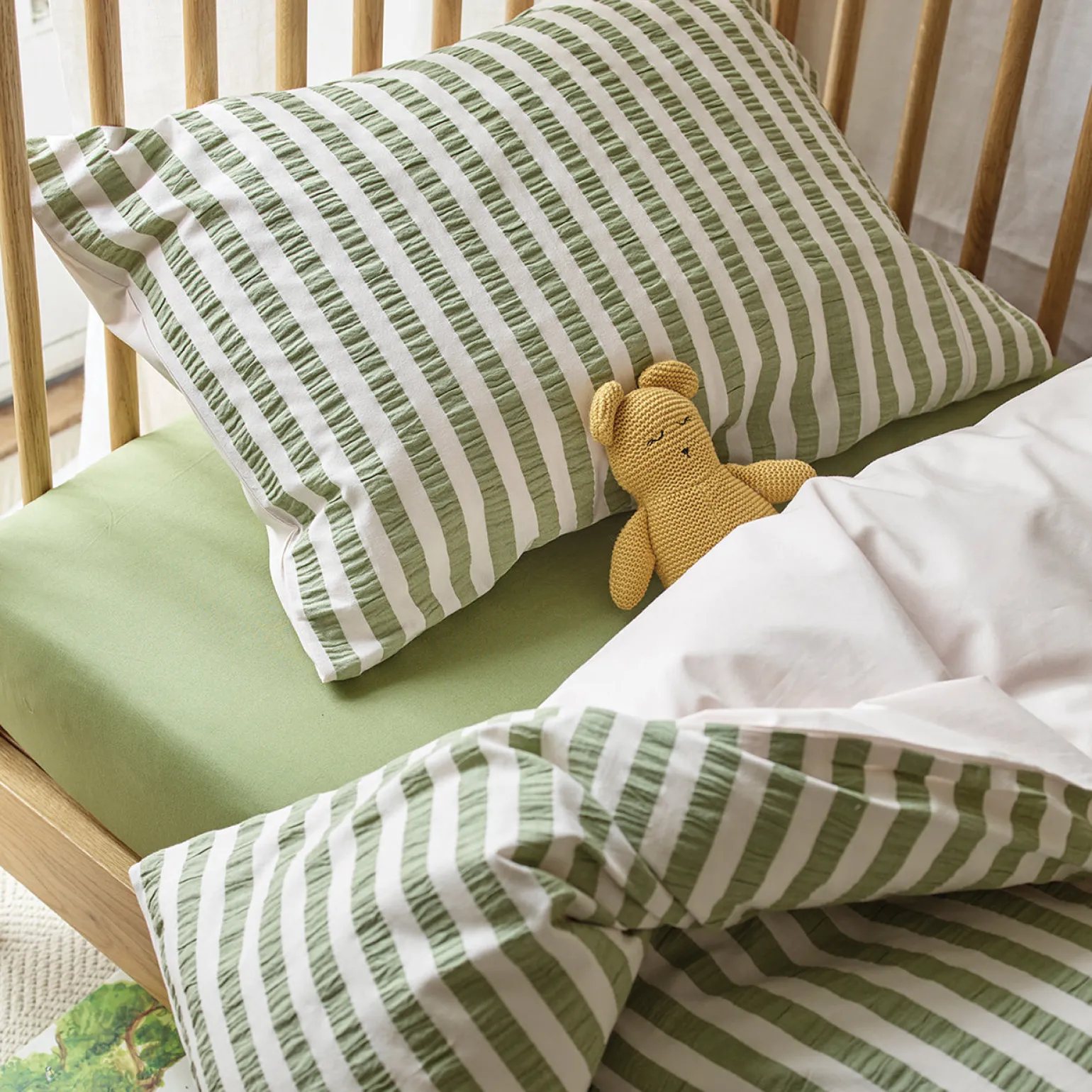 Pear Seersucker Kids Stripe Cotton Bedding Set