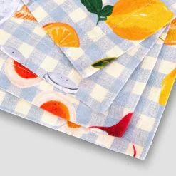 Picnic Alfresco Printed Linen Coasters Set of 4
