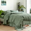Pine Green Pembroke Stripe Linen Blend Duvet Cover