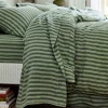 Pine Green Pembroke Stripe Linen Blend Flat Sheet