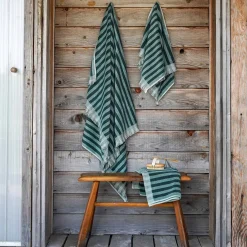 Pine Green Pembroke Stripe Cotton Towels