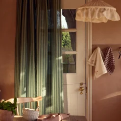 Pine Green Pembroke Stripe Linen Blend Curtains (Pair)