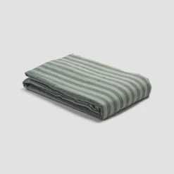 Pine Green Pembroke Stripe Linen Blend Duvet Cover