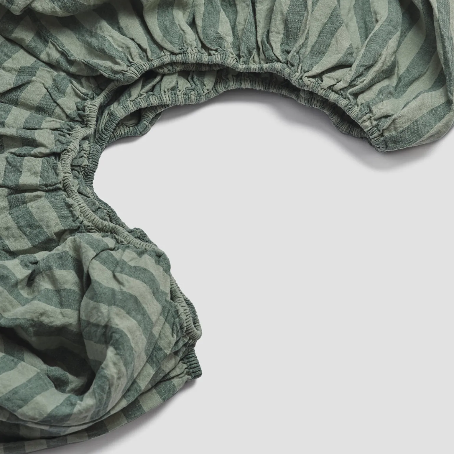 Pine Green Pembroke Stripe Linen Blend Fitted Sheet