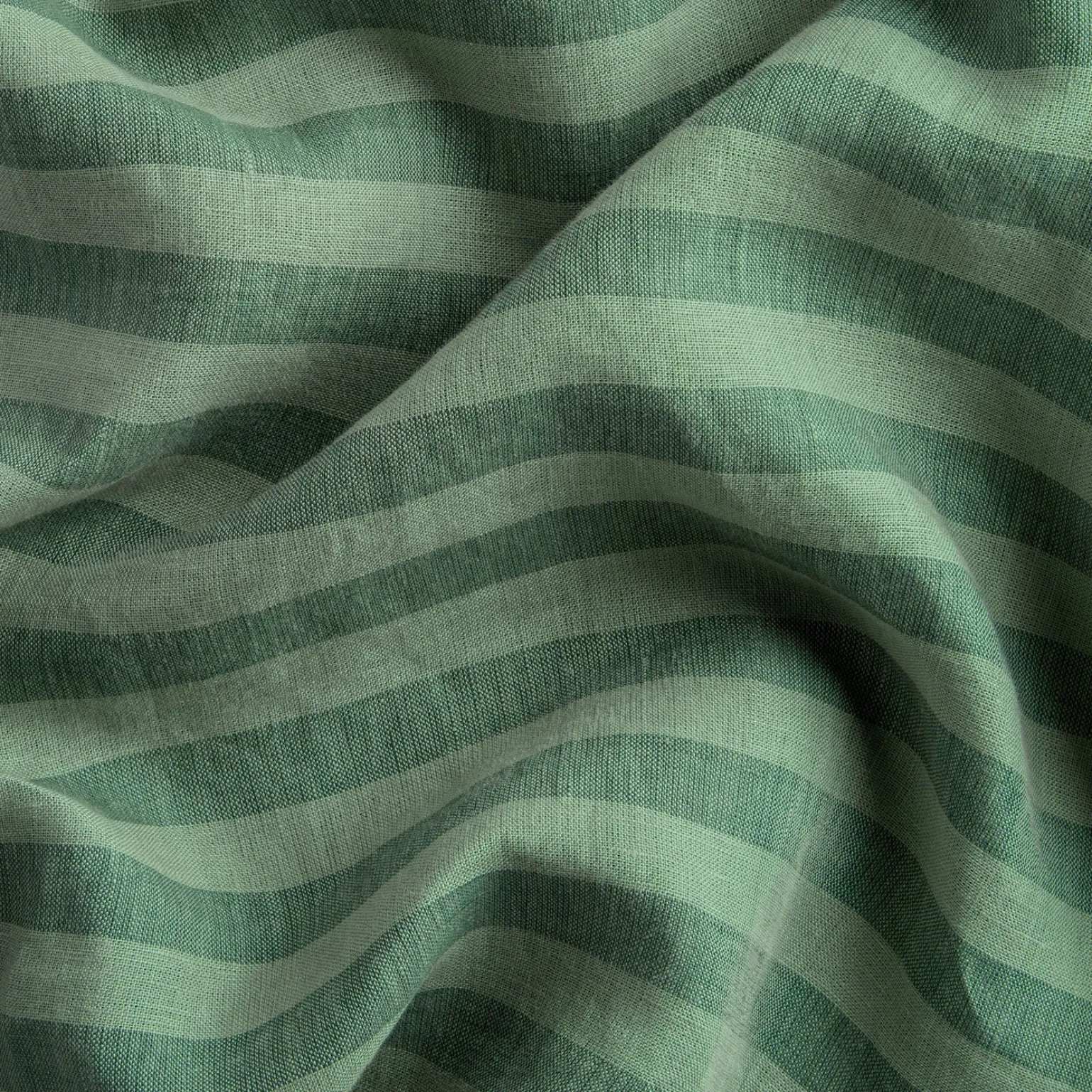 Pine Green Pembroke Stripe Linen Blend Curtains (Pair)