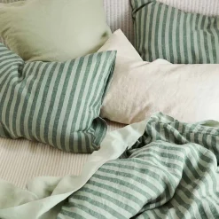 Pine Green Pembroke Stripe Linen Blend Pillowcase (Pair)