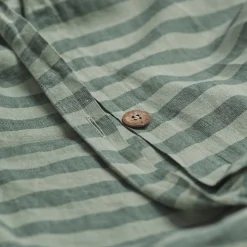 Pine Green Pembroke Stripe Linen Blend Duvet Cover