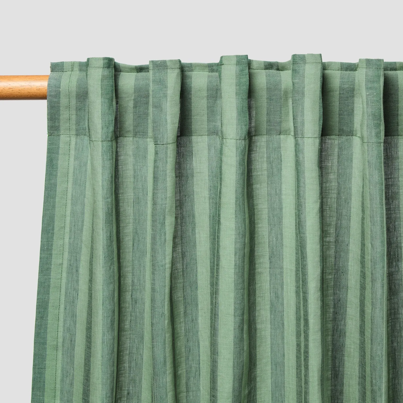 Pine Green Pembroke Stripe Linen Blend Curtains (Pair)