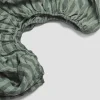 Pine Green Stripe 100% Linen Fitted Sheet