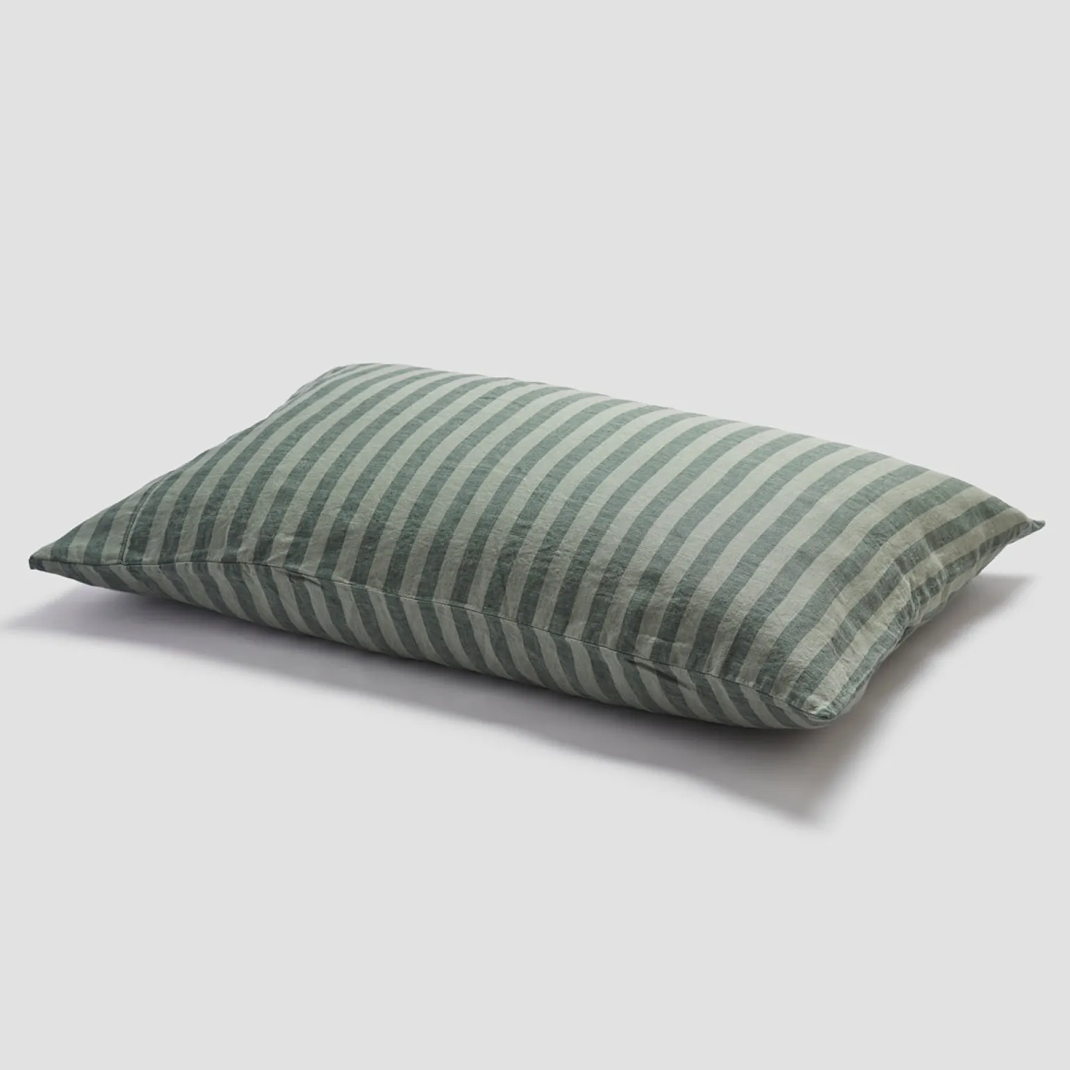 Pine Green Stripe 100% Linen Pillowcases (Pair)
