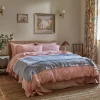 Pink Bloom Gingham 100% Linen Duvet Cover