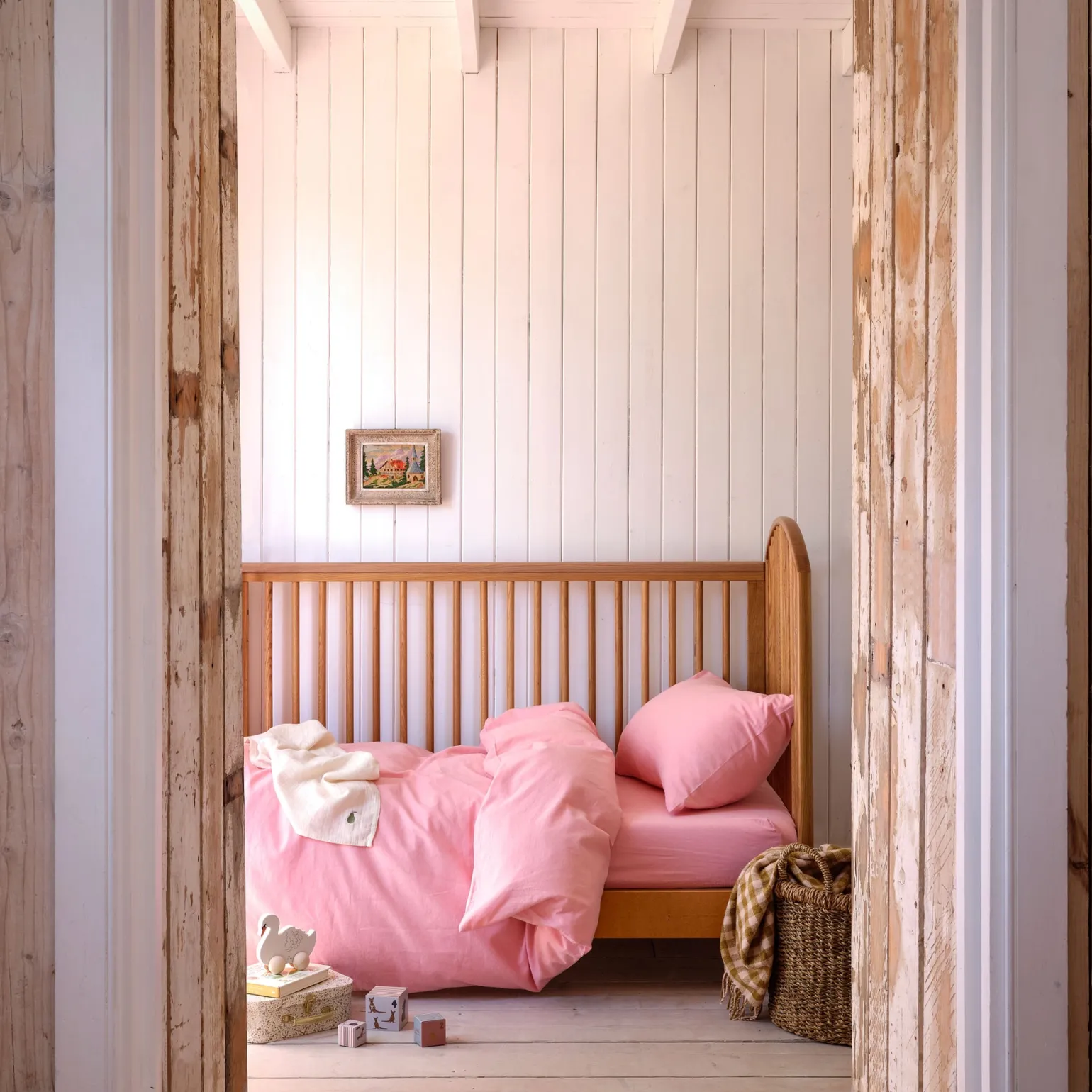 Pink Bloom Kids Linen Blend Bedding Set