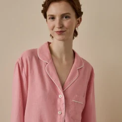 Pink Bloom Linen Pajama Shirt