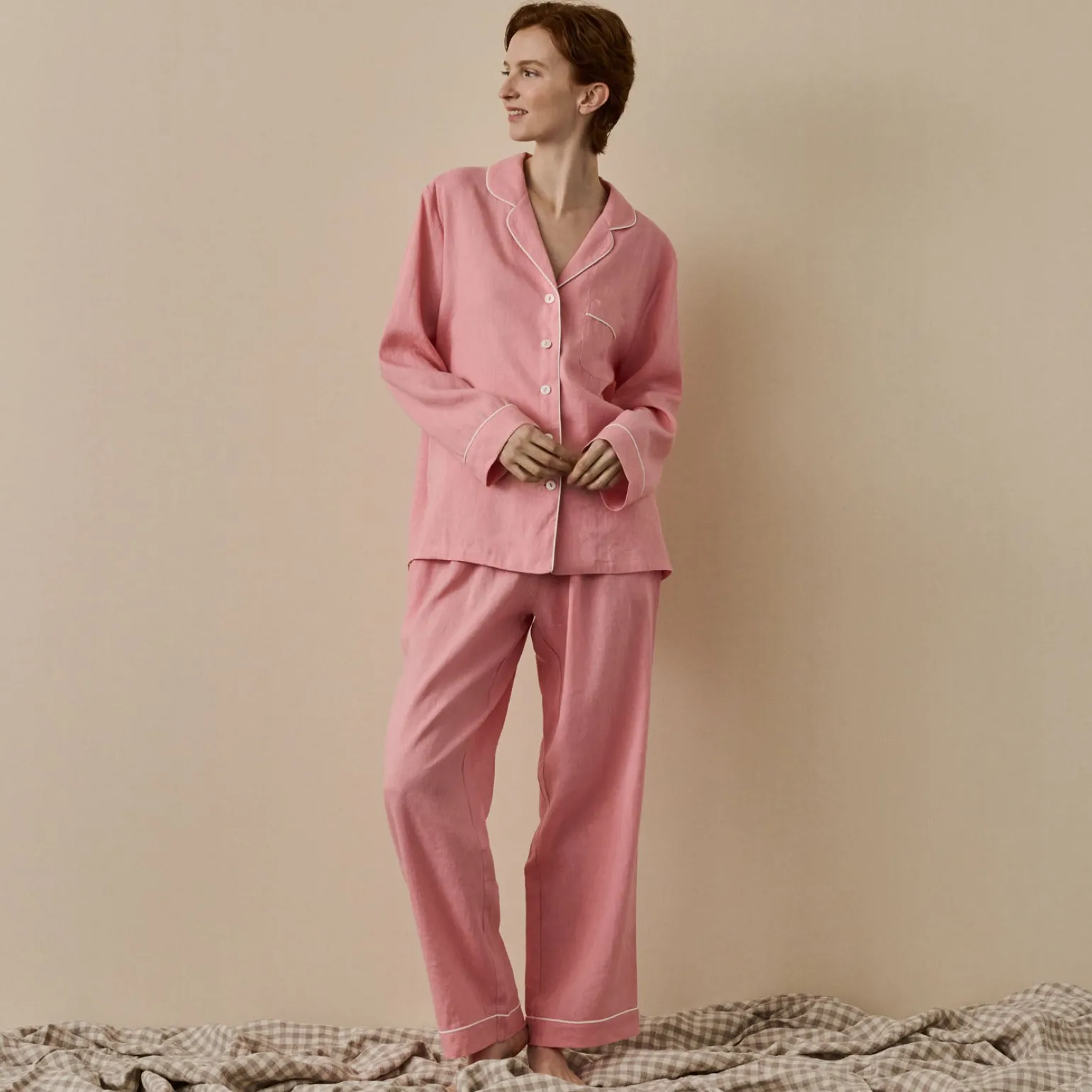 Pink Bloom Linen Pajama Set