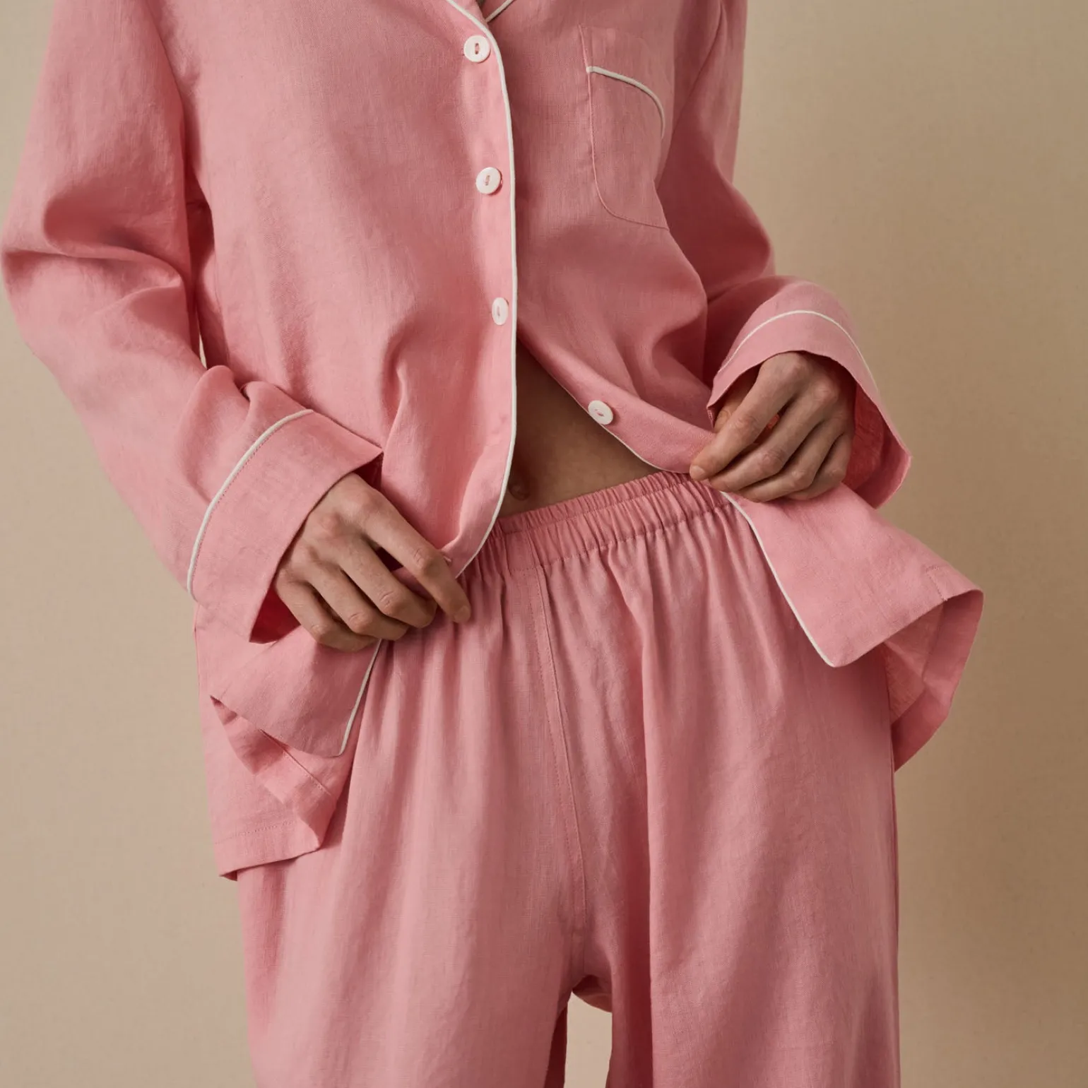 Pink Bloom Linen Pajama Set