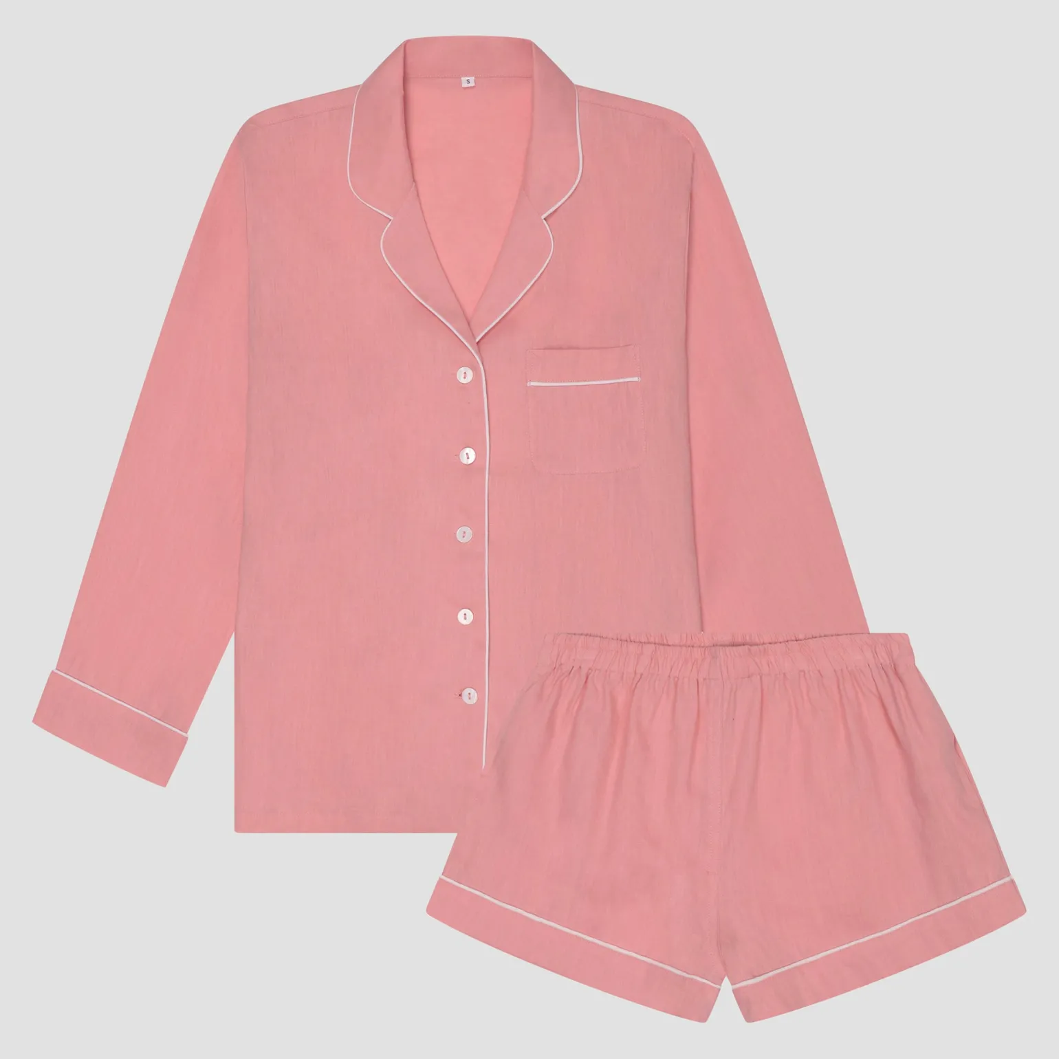 Pink Bloom Linen Pajama Shorts Set