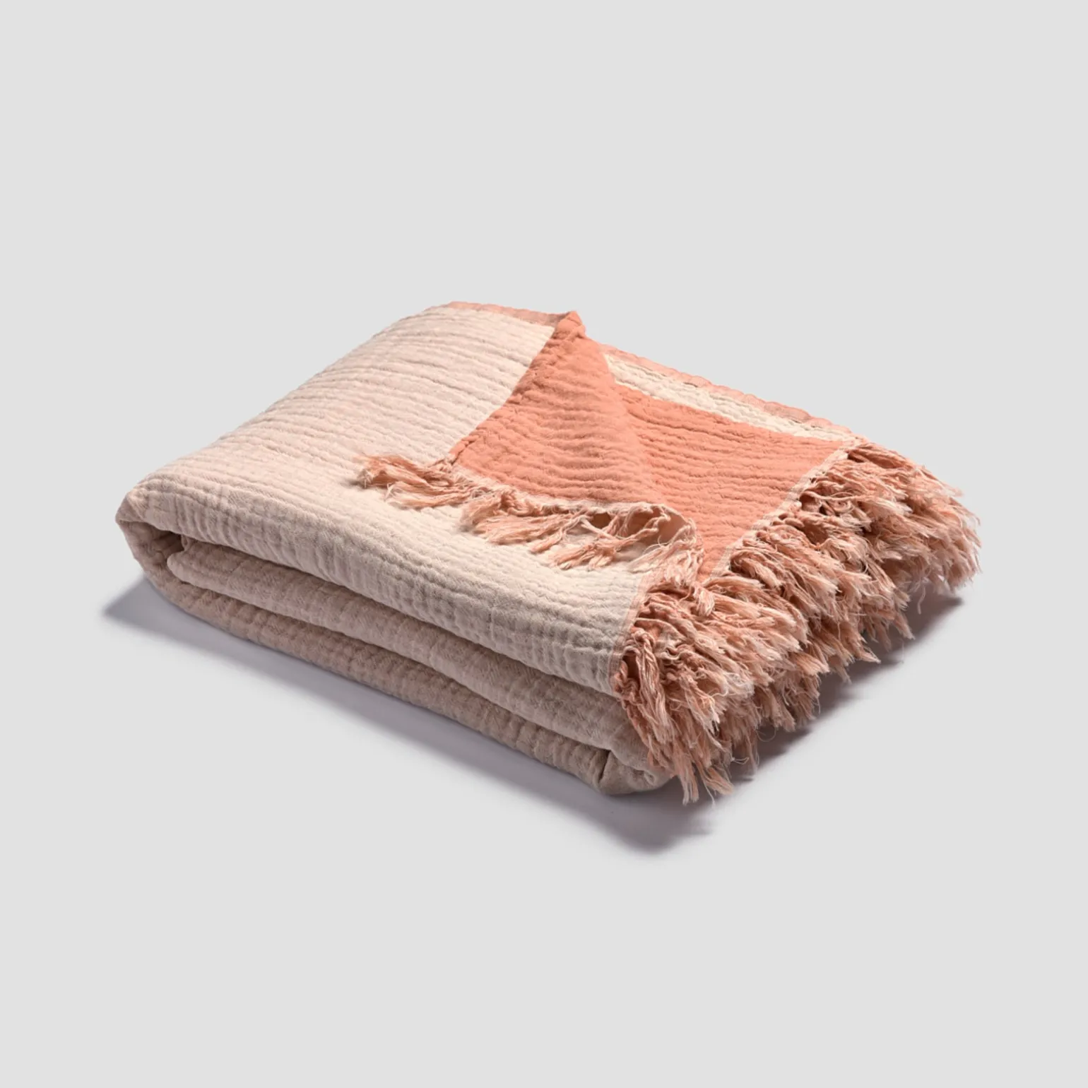 Pink Clay & Birch Textured Cotton Throw