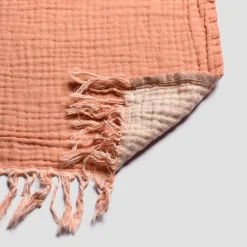 Pink Clay & Birch Textured Cotton Throw