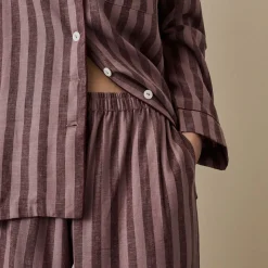 Port & Woodrose Striped Linen Pajama Set