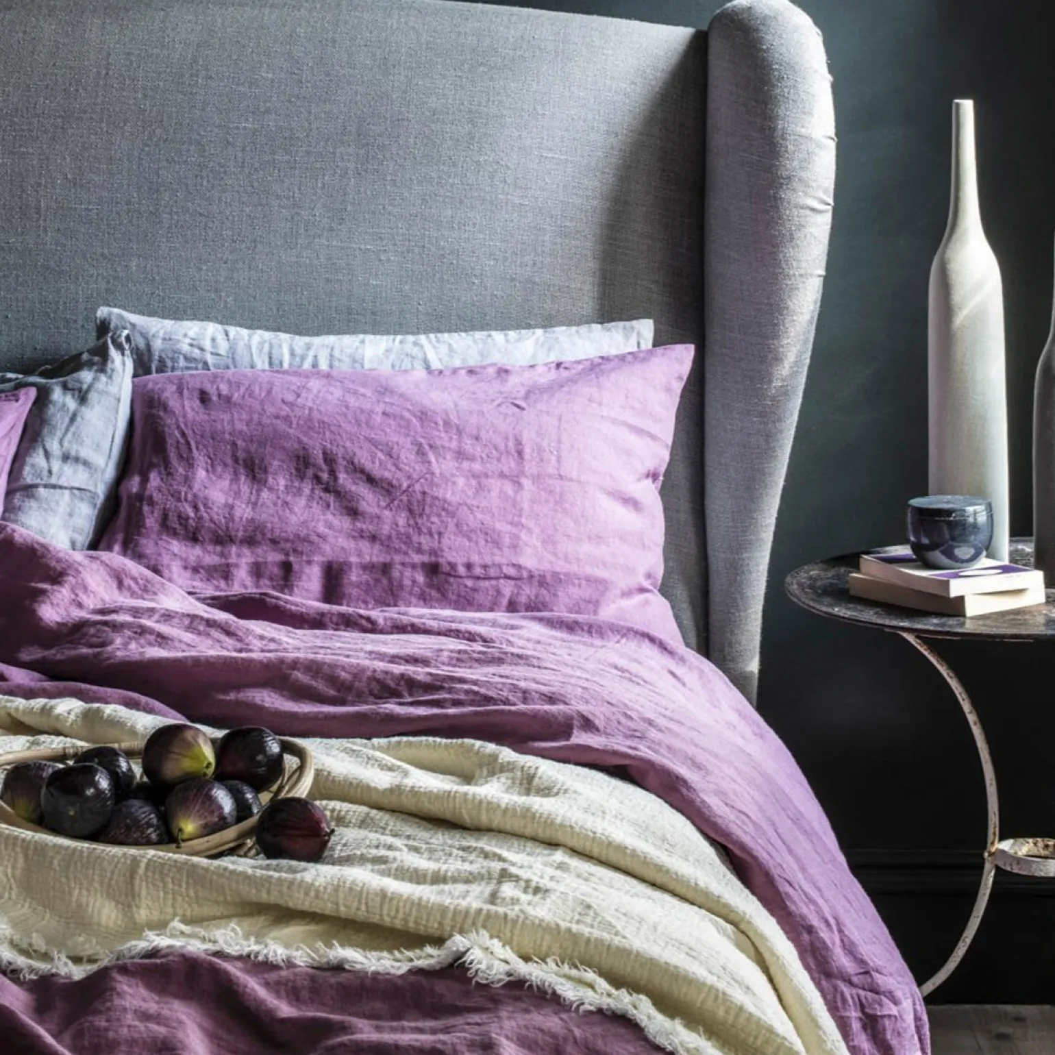 Raspberry Linen Blend Duvet Cover