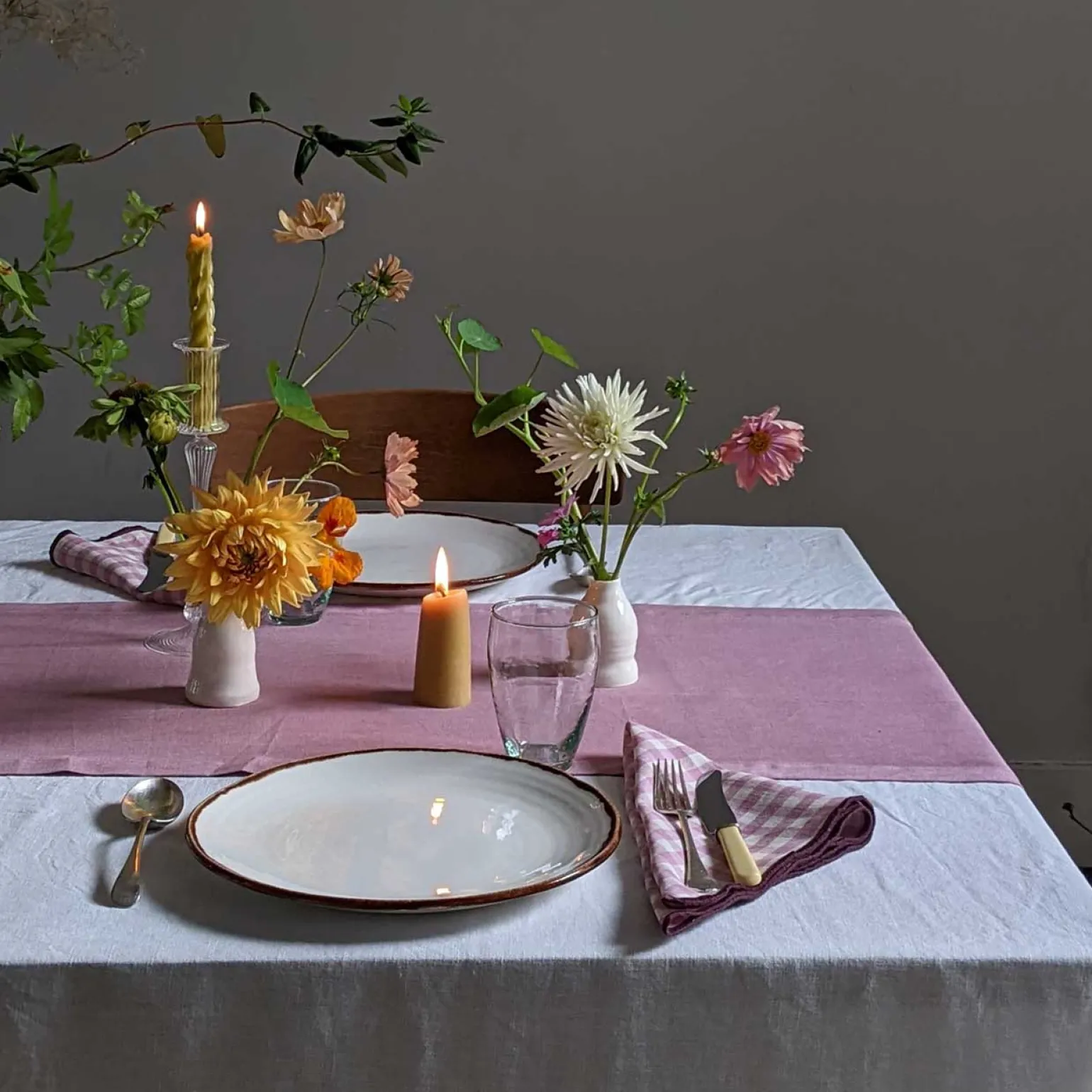 Raspberry Linen Table Runner